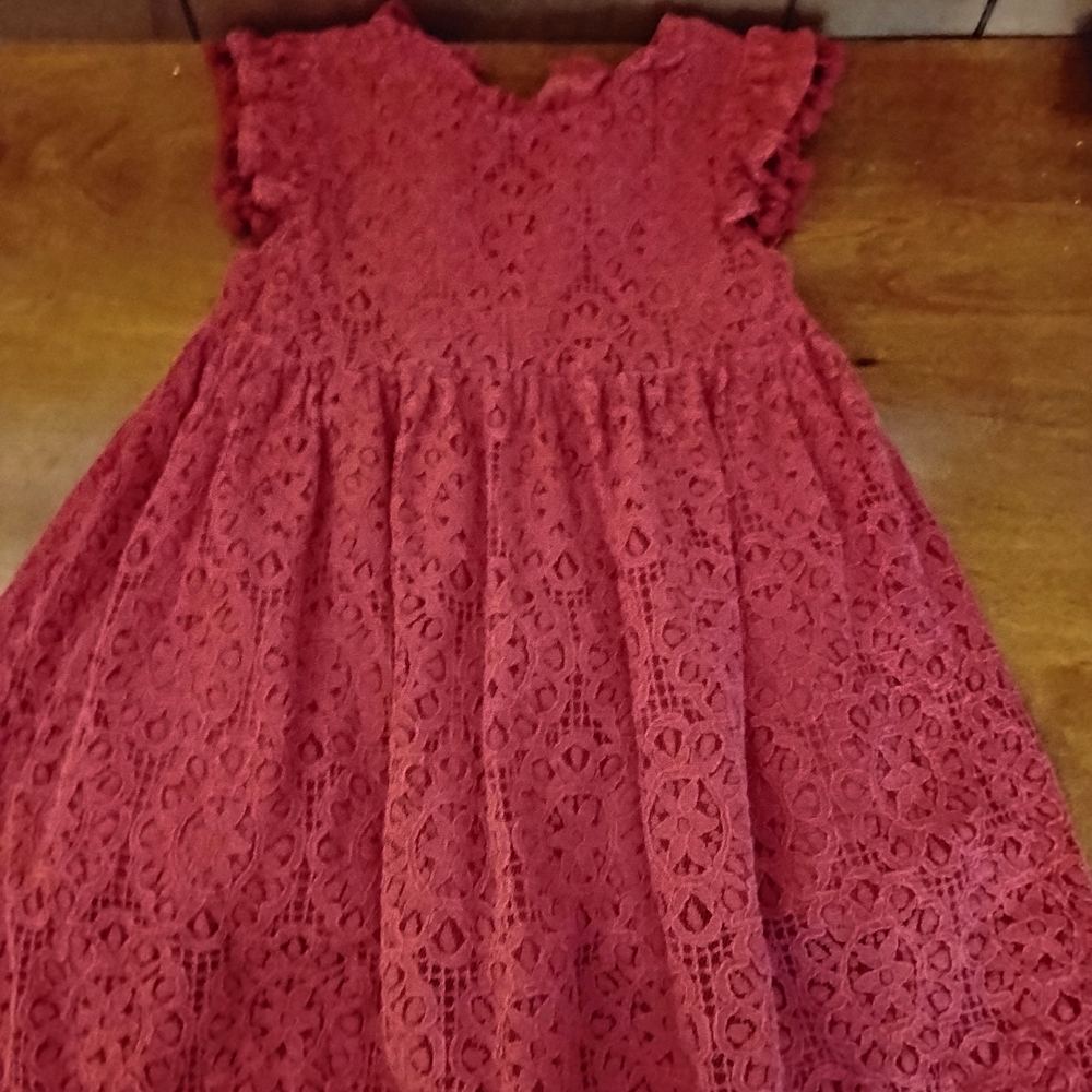 Elegant Red Lace Kids Dress